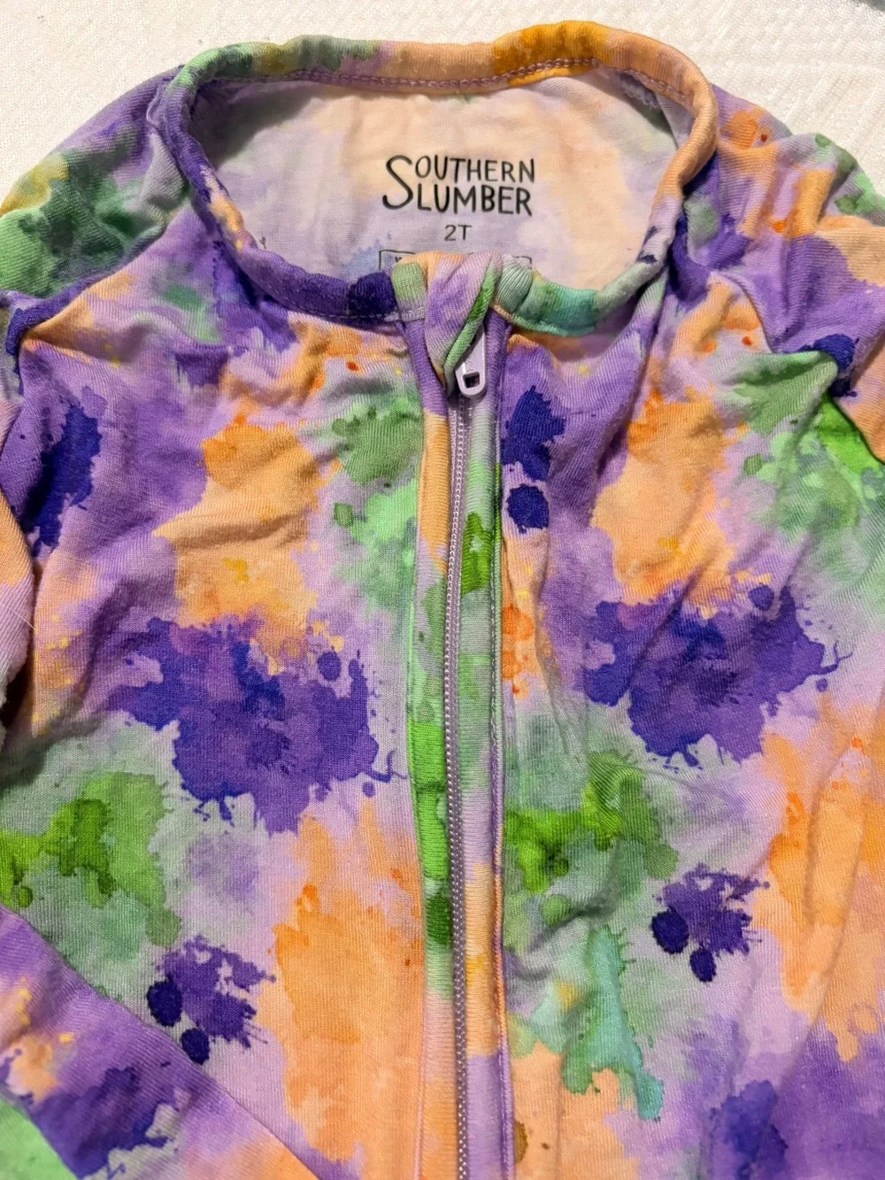 Kids' Purple, Green & Gold Tie-Dye Footed One-Piece